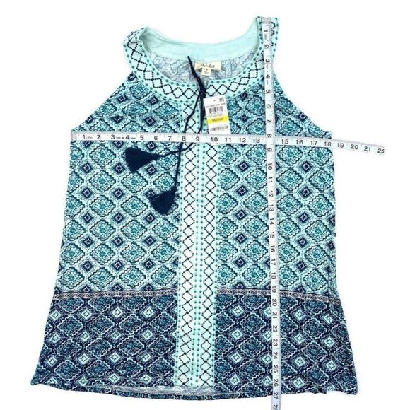 Style & Co Blouse Top Medium Blue Green Sleeveless‎ - Picture 3 of 8